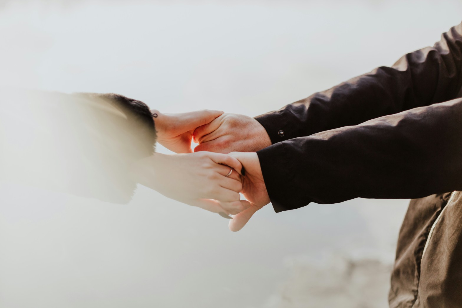 A couple holding hands